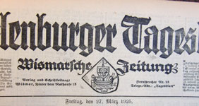 Titelseite Mecklenburger Tagesblatt