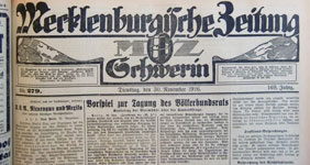 Mecklenburgische Zeitung Schwerin – Kopf der Titelseite (Foto: Reno Stutz)